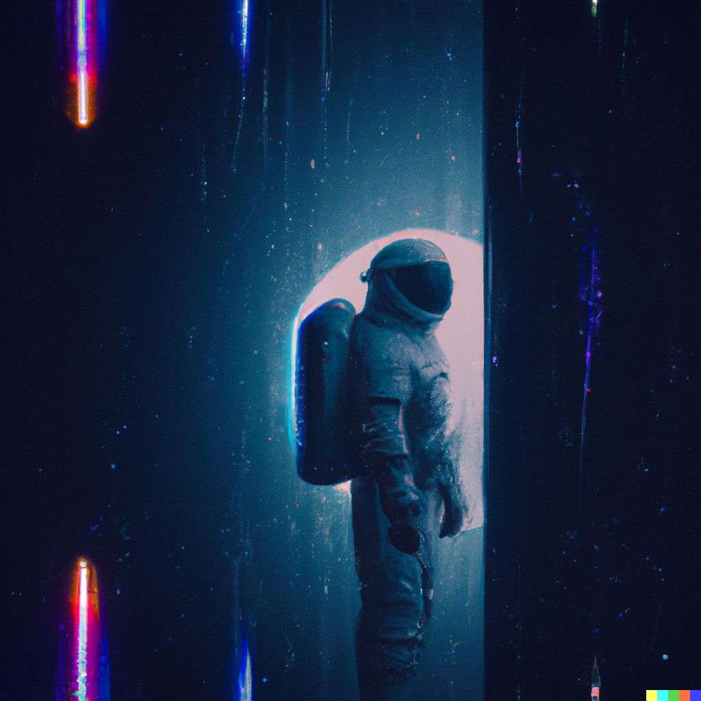 an astronaut, digital art, synthwave
